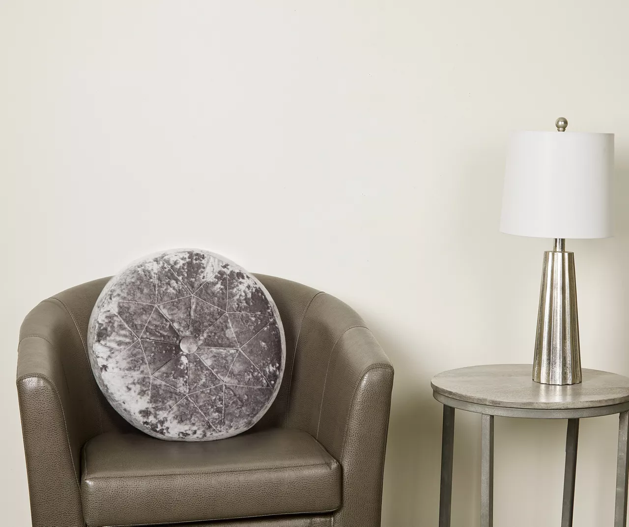 Jolie Gray Velvet Round Throw Pillow 2 Jolie Gray Velvet Round Throw Pillow - Image 2