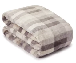 Broyhill Gray Plaid Velvet Plush Blanket -Big Lots Shop 810477870 1 1