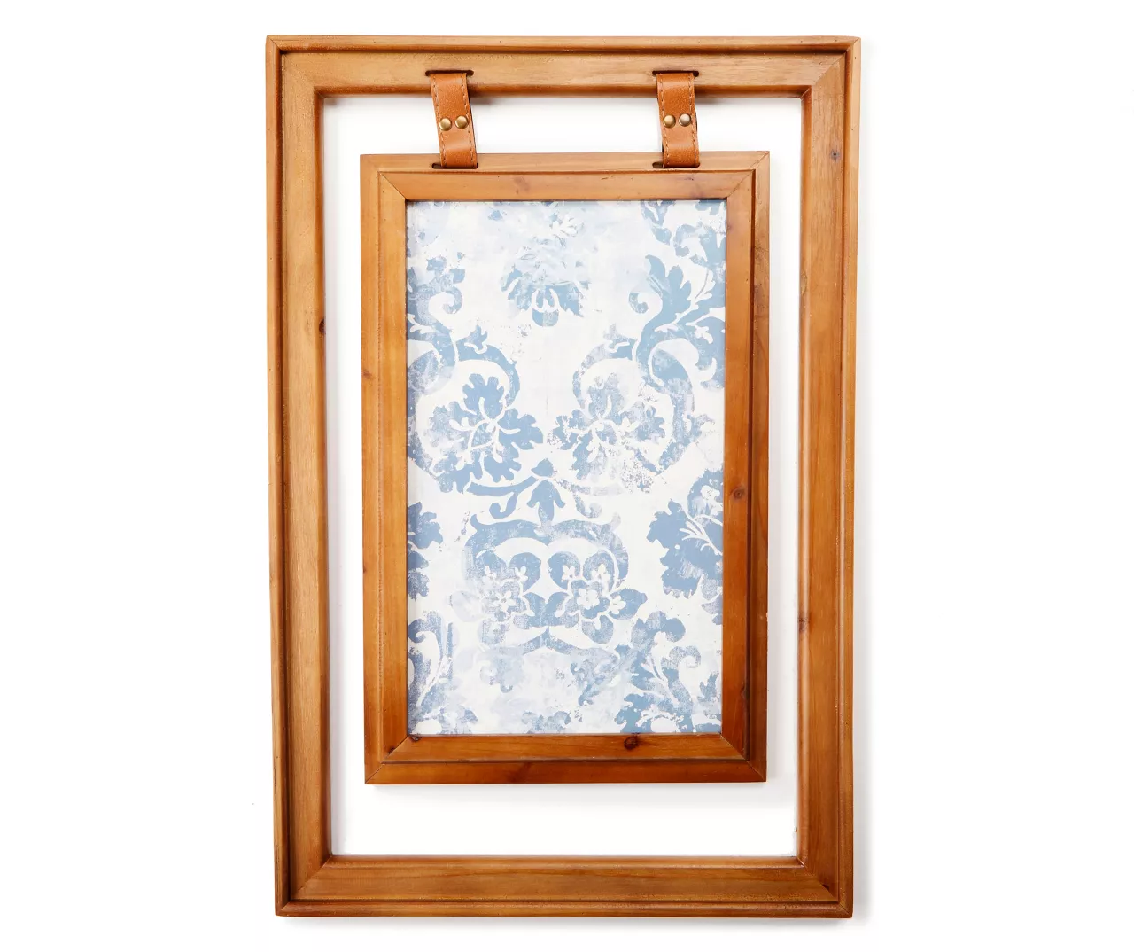 Double-Framed Light Blue Damask Hanging Wall Decor 1 Double-Framed Light Blue Damask Hanging Wall Decor