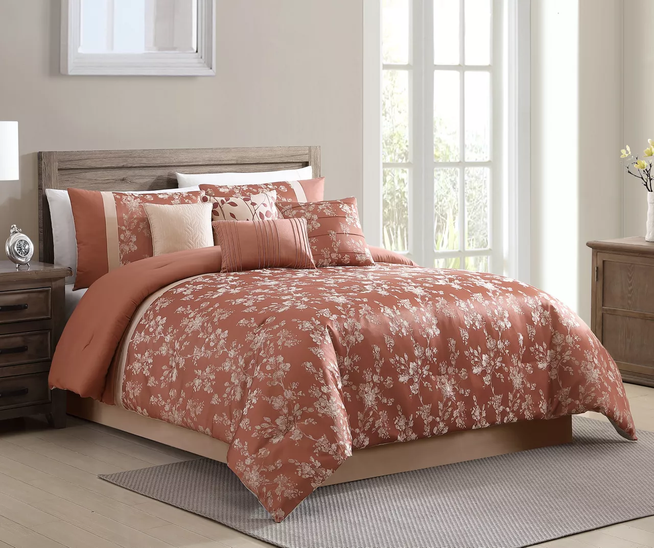 Broyhill Kirkwale Rust Floral Jacquard 8-Piece Comforter Set 1 Broyhill Kirkwale Rust Floral Jacquard 8-Piece Comforter Set