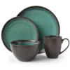 Teal Reactive Stoneware 16-Piece Dinnerware Set -Big Lots Shop 810517974 1