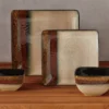 Red, Gold & Cream Square 16-Piece Stoneware Dinnerware Set 5 Red, Gold & Cream Square 16-Piece Stoneware Dinnerware Set -Big Lots Shop 810523826 2
