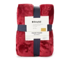 Deep Red Plaid Velvet Plush Twin/Full Blanket