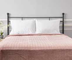 Sepia Rose Zigzag-Embossed Velvet Queen Blanket -Big Lots Shop 810531011 810617574 4