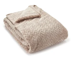 Tan Zigzag-Embossed Velvet Queen Blanket -Big Lots Shop 810531013 810617575 1