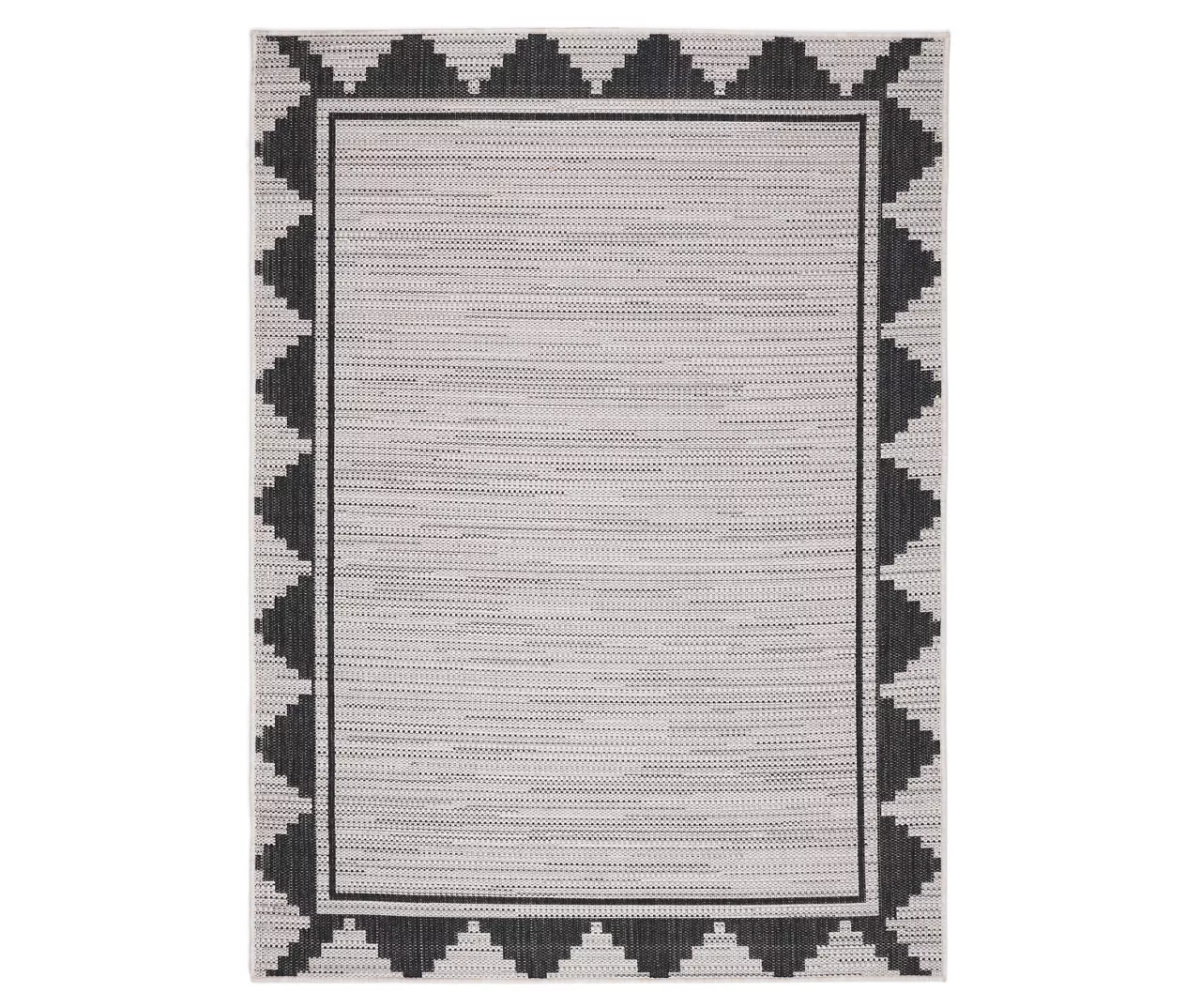 Broyhill Gray & Black Geometric Border Indoor/Outdoor Area Rug 3 Broyhill Gray & Black Geometric Border Indoor/Outdoor Area Rug - Image 3