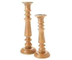 Light Brown Notch-Carved Pillar Candle Holder 6 Light Brown Notch-Carved Pillar Candle Holder -Big Lots Shop 810547959 810547960 1