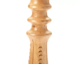 Light Brown Notch-Carved Pillar Candle Holder 7 Light Brown Notch-Carved Pillar Candle Holder -Big Lots Shop 810547959 810547960 2
