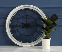 Rustic White Roman Numeral Round Wall Clock 5 Rustic White Roman Numeral Round Wall Clock -Big Lots Shop 810548702 2