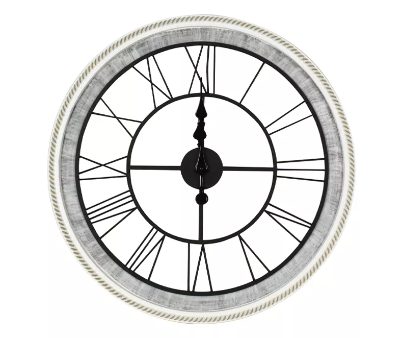 Rustic White Roman Numeral Round Wall Clock 1 Rustic White Roman Numeral Round Wall Clock