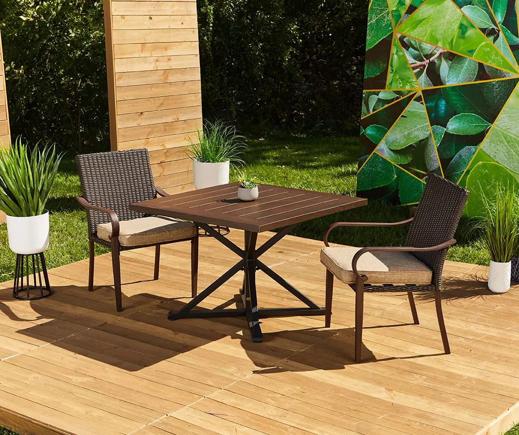 Broyhill Autumn Cove Wood Look Square Steel Patio Dining Table 6 Broyhill Autumn Cove Wood Look Square Steel Patio Dining Table - Image 6