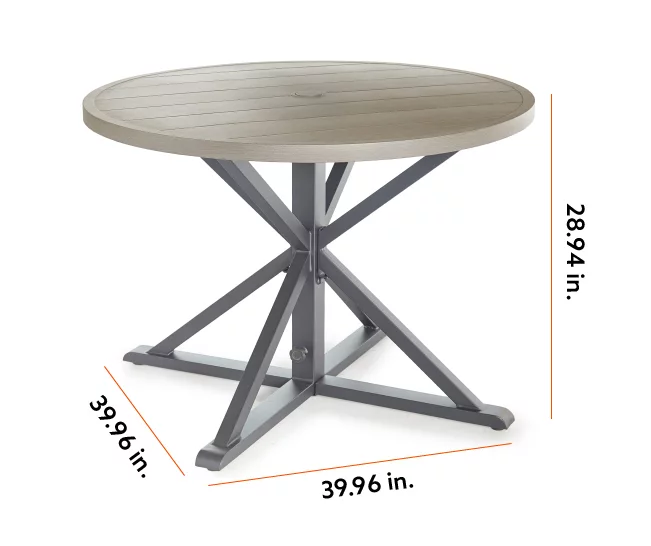 Sandpointe Neutral Steel Round Patio Dining Table 4 Sandpointe Neutral Steel Round Patio Dining Table - Image 4