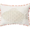 Tan & White Fish Throw Pillow With Pom-Pom Trim 7 Tan & White Fish Throw Pillow With Pom-Pom Trim -Big Lots Shop 810557802