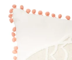 Tan & White Fish Throw Pillow With Pom-Pom Trim -Big Lots Shop 810557802 2