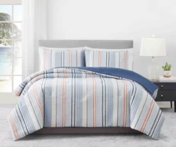 Broyhil Blue & Coral Stripe Comforter Set -Big Lots Shop 810558692 1