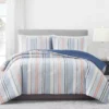 Blue & Coral Stripe Full/Queen 3-Piece Comforter Set -Big Lots Shop 810558693 1