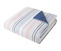 Broyhil Blue & Coral Stripe Comforter Set -Big Lots Shop 810558693 3 1