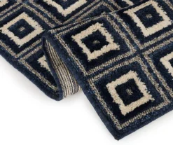 Klein Navy Square Pattern Runner Rug, (2' X 7') -Big Lots Shop 810562954 2