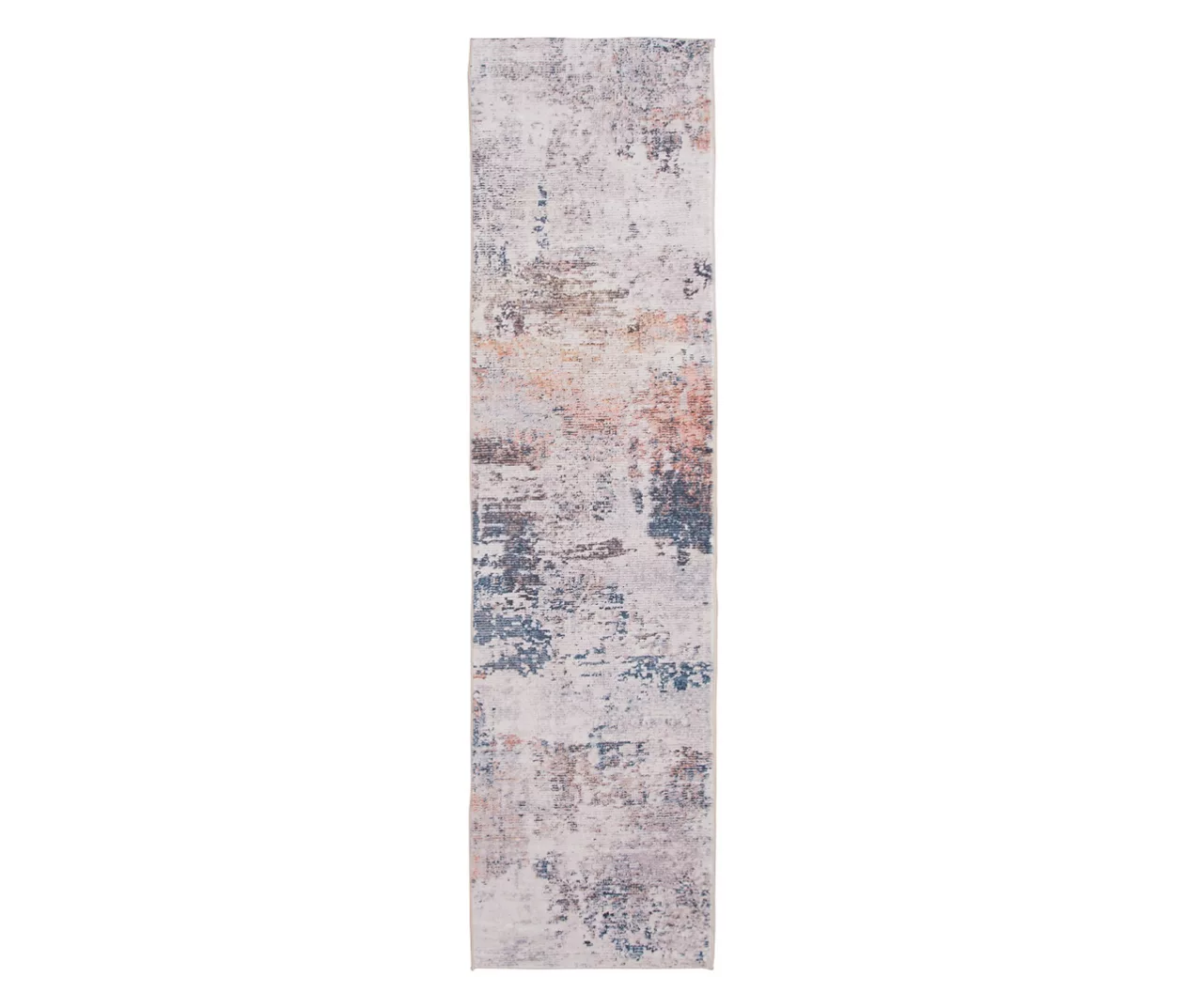 Paityn Gray & Blue Abstract Runner Rug, (2' X 7') 1 Paityn Gray & Blue Abstract Runner Rug, (2' X 7')