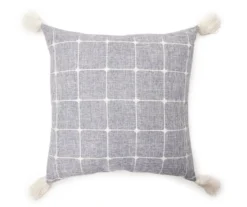 Big Lots Shop 10 Blue & White Windowpane Grid Tassel-Accent Square Throw Pillow
