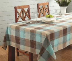 Mineral Blue & Brown Plaid Cotton Tablecloth -Big Lots Shop 810569772