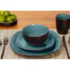 Teal & Black Reactive 16-Piece Stoneware Dinnerware Set 3 Teal & Black Reactive 16-Piece Stoneware Dinnerware Set -Big Lots Shop 810570677 1