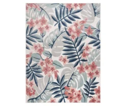Nauru Blue & Pink Floral Outdoor Area Rug, (8' X 10')