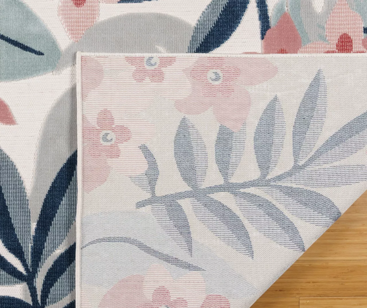 Nauru Blue & Pink Floral Outdoor Area Rug, (8' X 10') 4 Nauru Blue & Pink Floral Outdoor Area Rug, (8' X 10') - Image 4