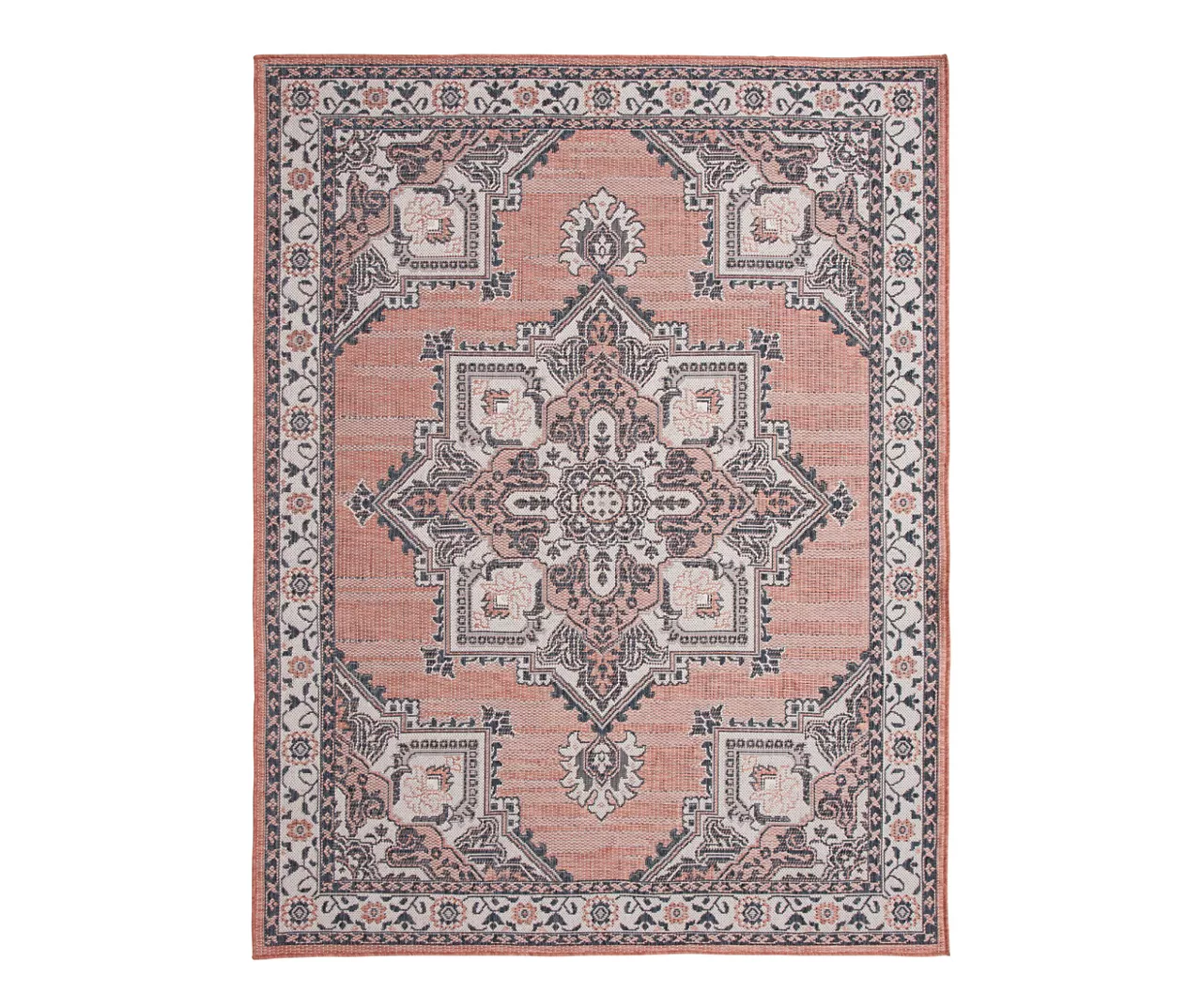 Braiden Orange & Navy Floral Medallion Outdoor Area Rug, (8' X 10') 1 Braiden Orange & Navy Floral Medallion Outdoor Area Rug, (8' X 10')