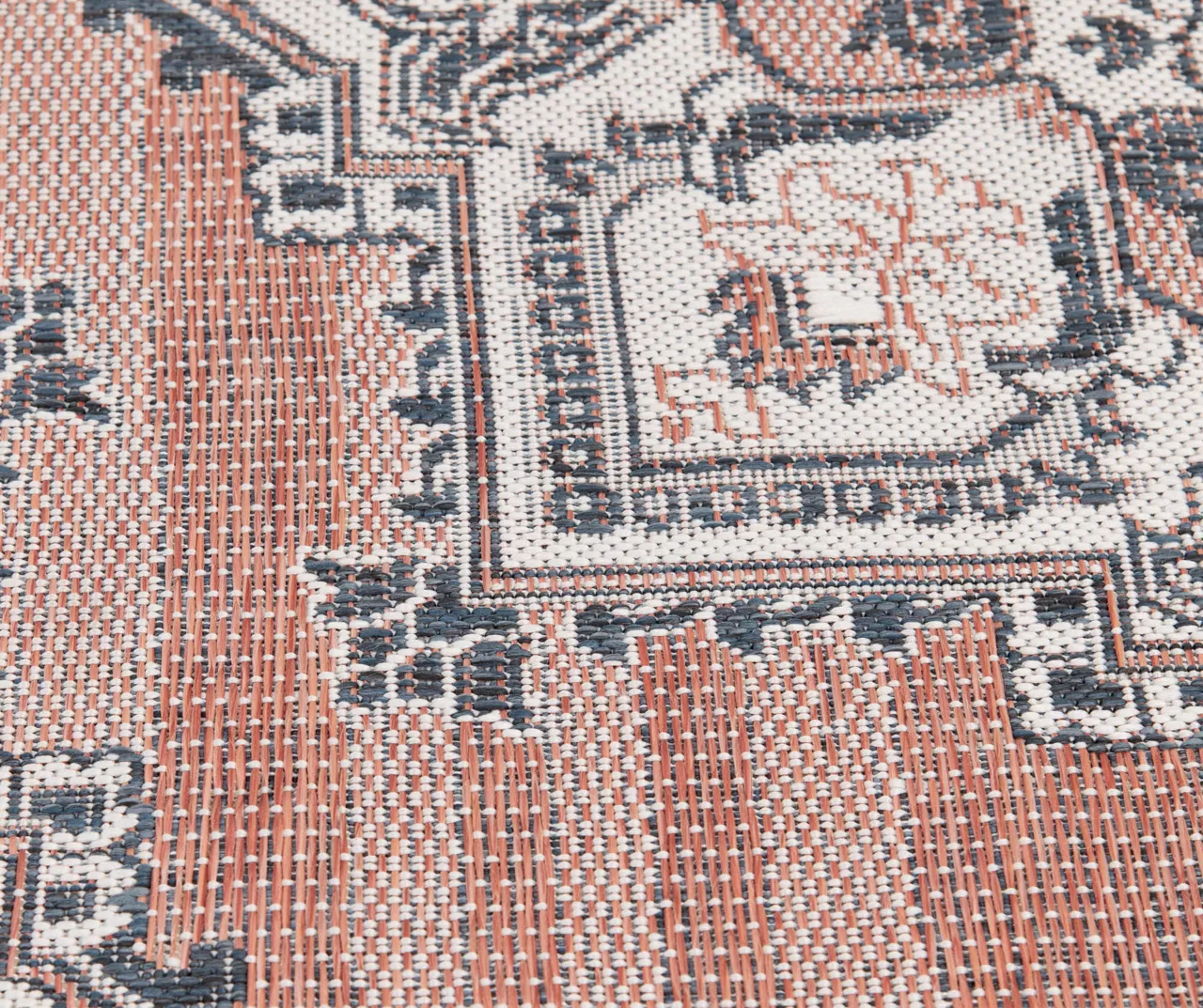 Broyhill Braiden Orange & Navy Floral Medallion Outdoor Area Rug 5 Broyhill Braiden Orange & Navy Floral Medallion Outdoor Area Rug - Image 5