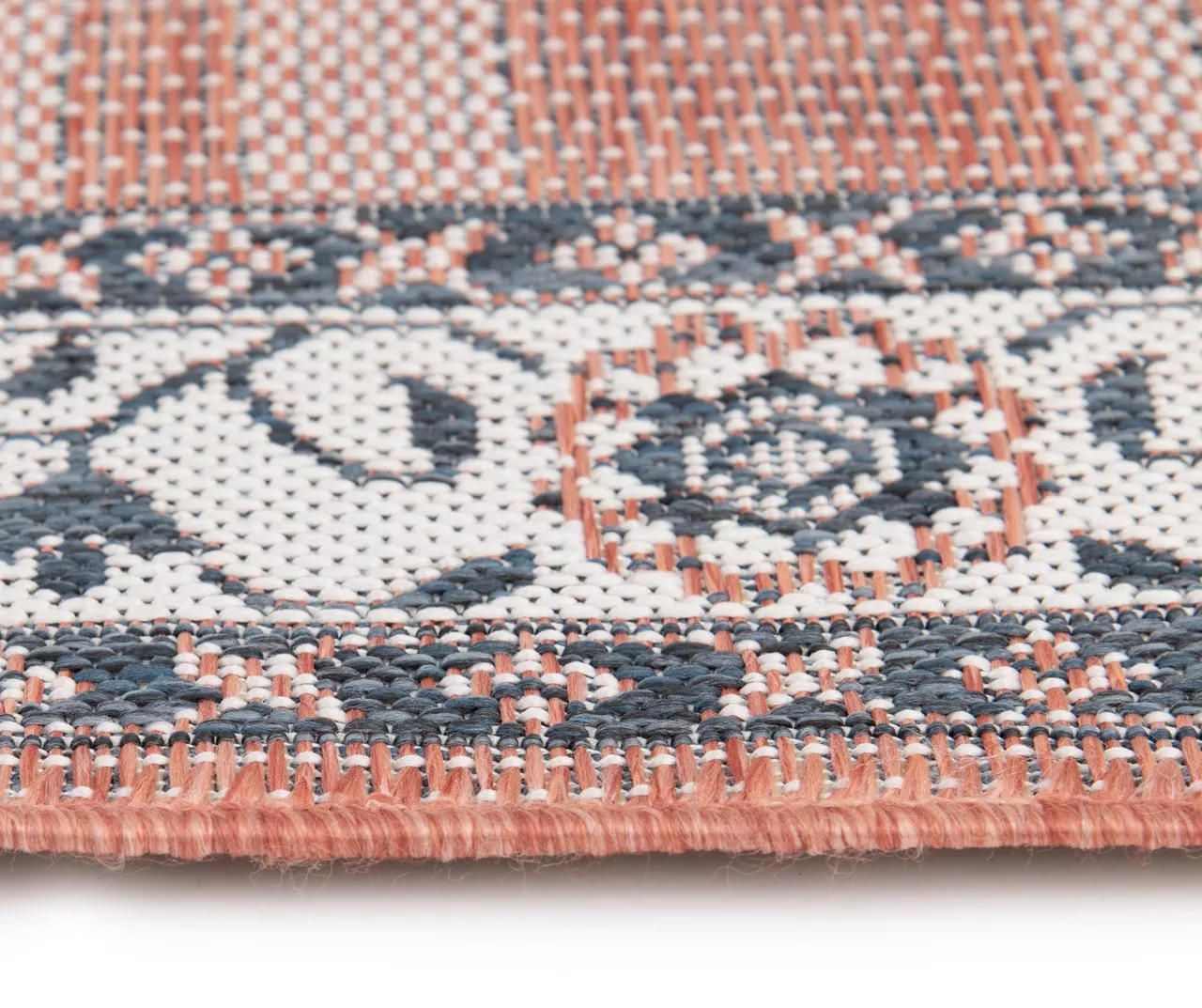 Broyhill Braiden Orange & Navy Floral Medallion Outdoor Area Rug 6 Broyhill Braiden Orange & Navy Floral Medallion Outdoor Area Rug - Image 6
