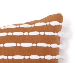 Golden Brown & White Tassel Stripe Throw Pillow 5 Golden Brown & White Tassel Stripe Throw Pillow -Big Lots Shop 810590727 2 A8