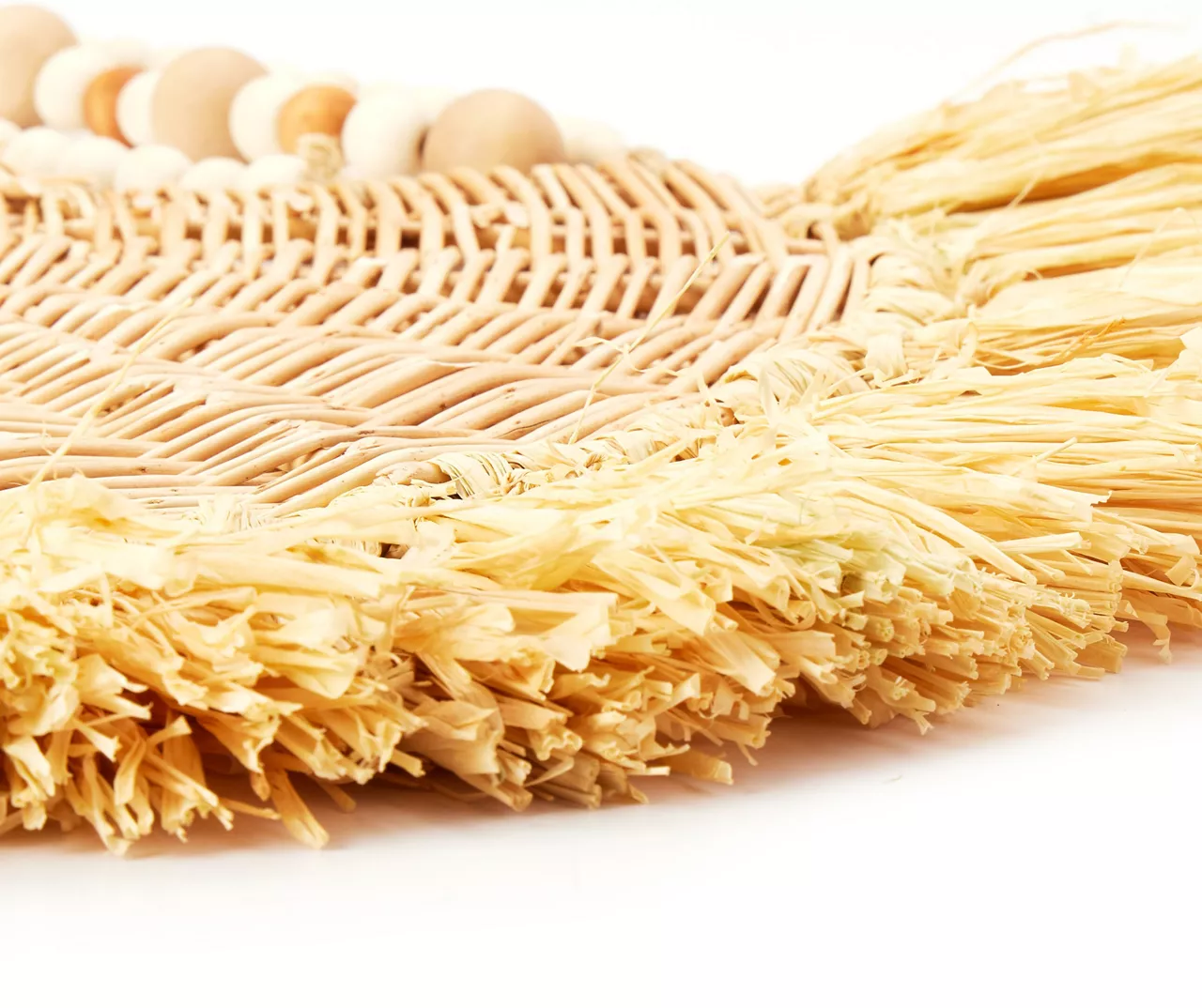 Wild Sedona Raffia & Beads Hanging Wall Fan 4 Wild Sedona Raffia & Beads Hanging Wall Fan - Image 4