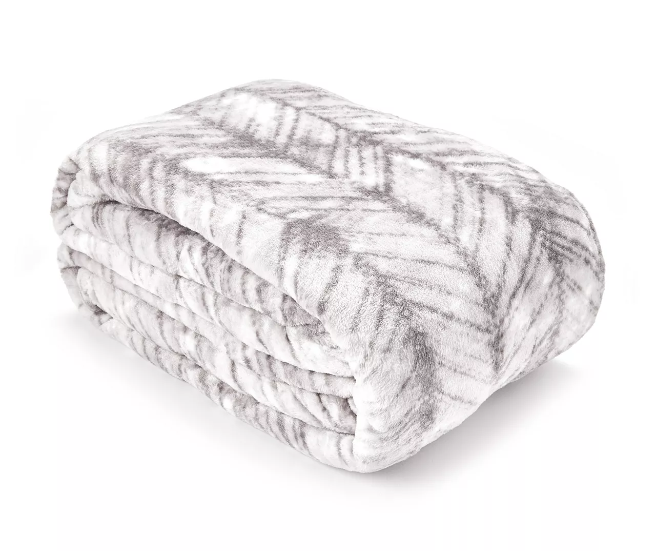 Gray & White Herringbone Twin/Full Plush Velvet Blanket 1 Gray & White Herringbone Twin/Full Plush Velvet Blanket
