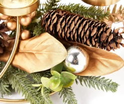 Festive Gathering Gold 4-Tier LED Votive Candle Centerpiece With Pine, Leaves And Berries 5 Festive Gathering Gold 4-Tier LED Votive Candle Centerpiece With Pine, Leaves And Berries -Big Lots Shop 810613341 A8 1