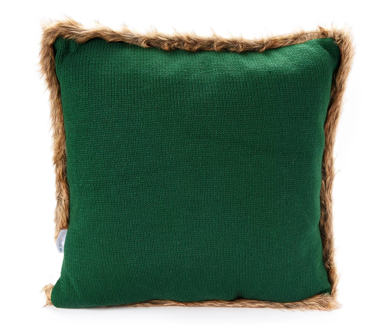 Green Cable-Knit Faux Fur-Trim Throw Pillow 2 Green Cable-Knit Faux Fur-Trim Throw Pillow - Image 2