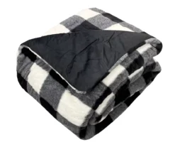 Black & White Buffalo Check Faux Fur Full/Queen Comforter -Big Lots Shop 810617563 810617564 A0 2 1