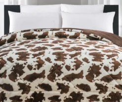 Cream & Brown Cow Print Faux Fur Full/Queen Comforter -Big Lots Shop 810617565 P 01
