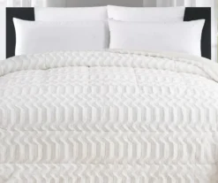 White Chevron Stripe Faux Fur Full/Queen Comforter 8 White Chevron Stripe Faux Fur Full/Queen Comforter -Big Lots Shop 810617569 P 01
