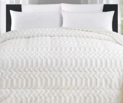 White Chevron Stripe Faux Fur King Comforter 8 White Chevron Stripe Faux Fur King Comforter -Big Lots Shop 810617570 P 01