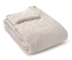 Whisper White Zigzag-Embossed Velvet Queen Blanket 5 Whisper White Zigzag-Embossed Velvet Queen Blanket -Big Lots Shop 810617573 A0 1